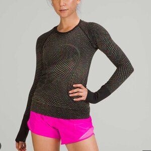 lululemon Swiftly Tech Long Sleeve 2.0 Grid Warp Black Neon sz 10